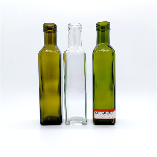 wholesale Food Grade 250ml 500ml 750ml 1L Empty Square Antique Green Marasca 1 liter Glass Bottle For Olive Oil Factory price