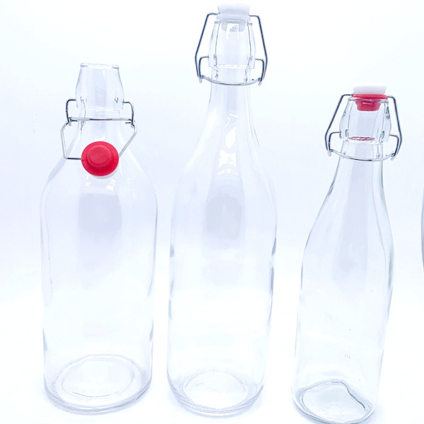 Wholesale Clear Flip Top Bottle 250ml 16oz 750ml 1 Liter Glass Swing Top Glass Bottle factory price