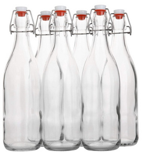 750ml 1000ml  Easy Flip Lid Clear Drink Beer Wine Water Bottles Glass Swing Top Bottle with Airtight Stopper Cap