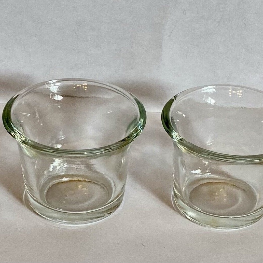 Set of 2 Clear Glass Votive/Tea-light Flare Top Candle Holders