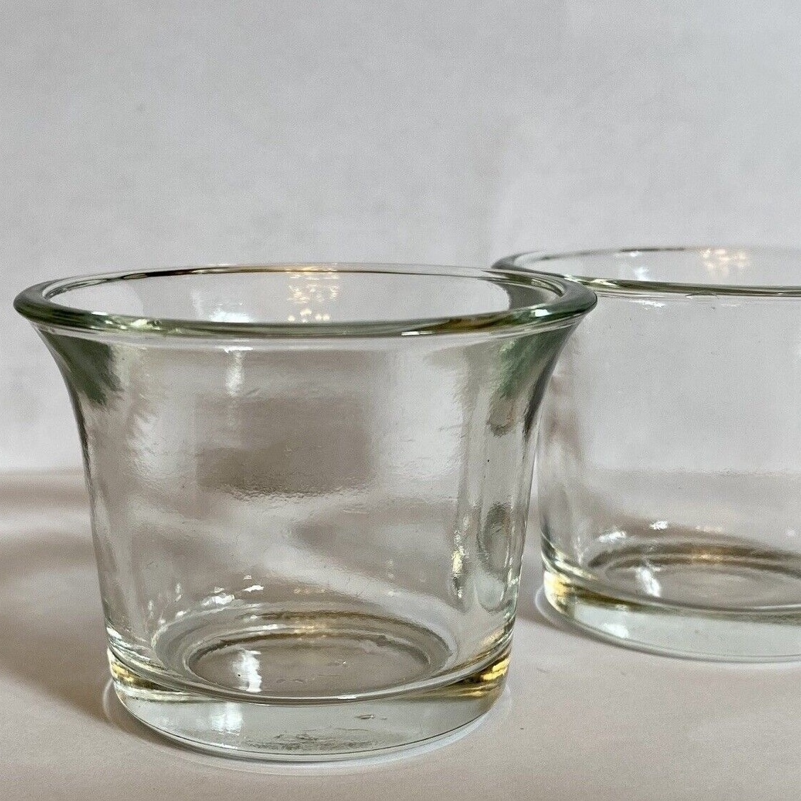 Set of 2 Clear Glass Votive/Tea-light Flare Top Candle Holders