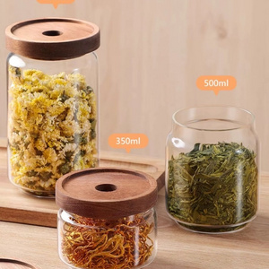 Customized ODM/OEM round Wooden Lid Coffee Pot with Hot Stamping Honey/Candy/Glass Jar Storage Food-Grade Materials