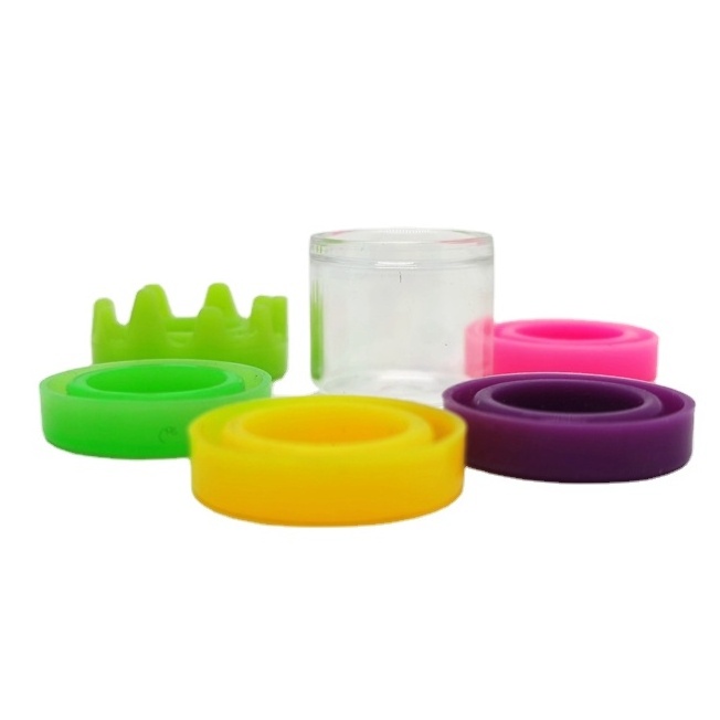 6ml Airtight Smell Proof Jar Silicone Wax Oil Concentrate Glass Container 5ml Small Silicone Glass Jar With Lid