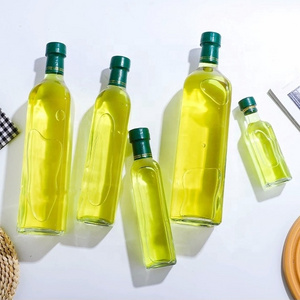 Bulk Sesame Oil Bottle 250ml 500ml Stocked Empty Square Clear Glass Bottle Olive Oil Bottle With Pourer