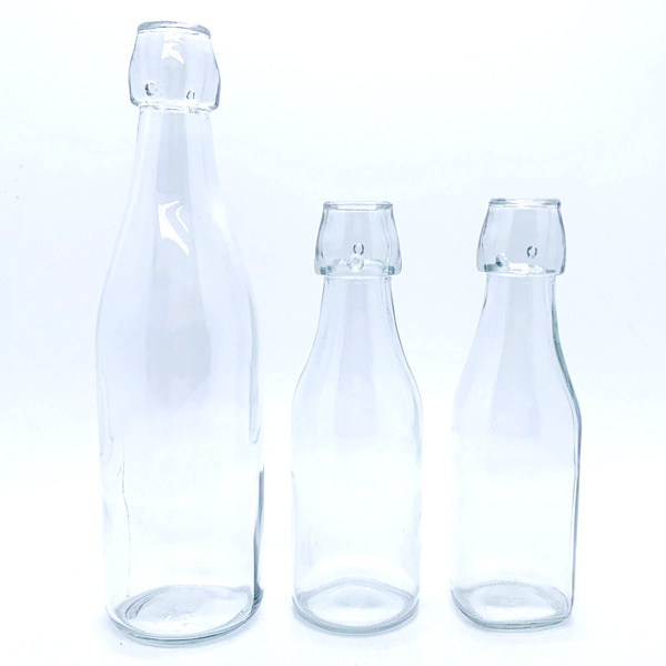 250ml 500ml 750ml 1000ml buckle glass bottle round glass bottle with swing top for cold brew coffee/beer wholesale