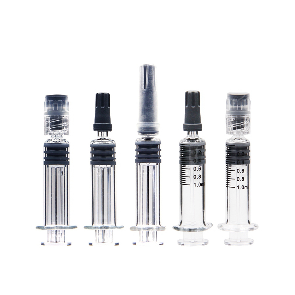 1ml 2.25ml 3ml 5ml Prefilled Borosilicate Syringe Metal Plastic Plunger  Syringes 5ml Glass Syringes 1ml