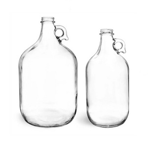 Glass liquor bottles 1/2 Gallon 64 oz 1 Gallon (128 oz) Clear Glass Jug with Black Plastic Cap / metal cap