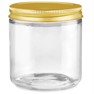 Wholesale 8 oz (236 ml) Amber clear glass candle jars with gold colored lids