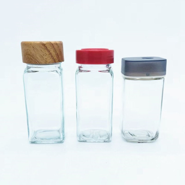 Hot Sell Packaging Small Glass Seasoning Container for Products Spices Storage Jar with Bamboo Lid Label Set