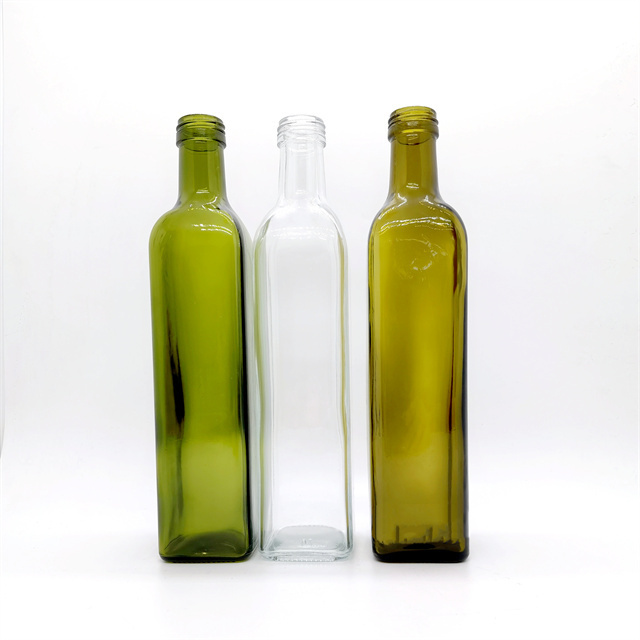 wholesale Food Grade 250ml 500ml 750ml 1L Empty Square Antique Green Marasca 1 liter Glass Bottle For Olive Oil Factory price