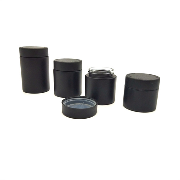 Wholesale 3g flower packaging 48 dram Straight sided child resistance proof matte Black glass jars 3 oz 4 ounce with CRC cap