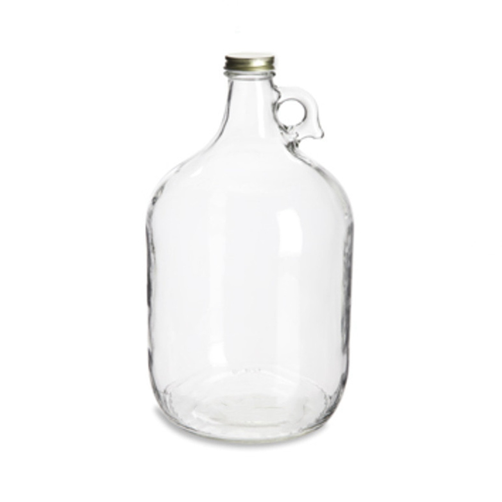 Glass liquor bottles 1/2 Gallon 64 oz 1 Gallon (128 oz) Clear Glass Jug with Black Plastic Cap / metal cap