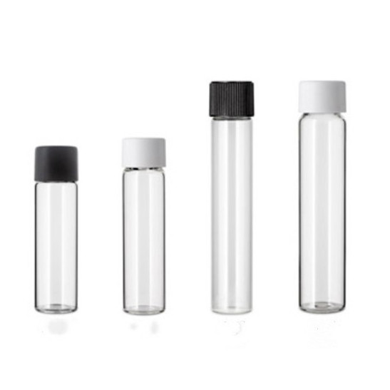 Custom Glass Tubes Smell Proof Containers glass doob Tubes Wholesale Child Resistant clear black glass Tube with metal lid