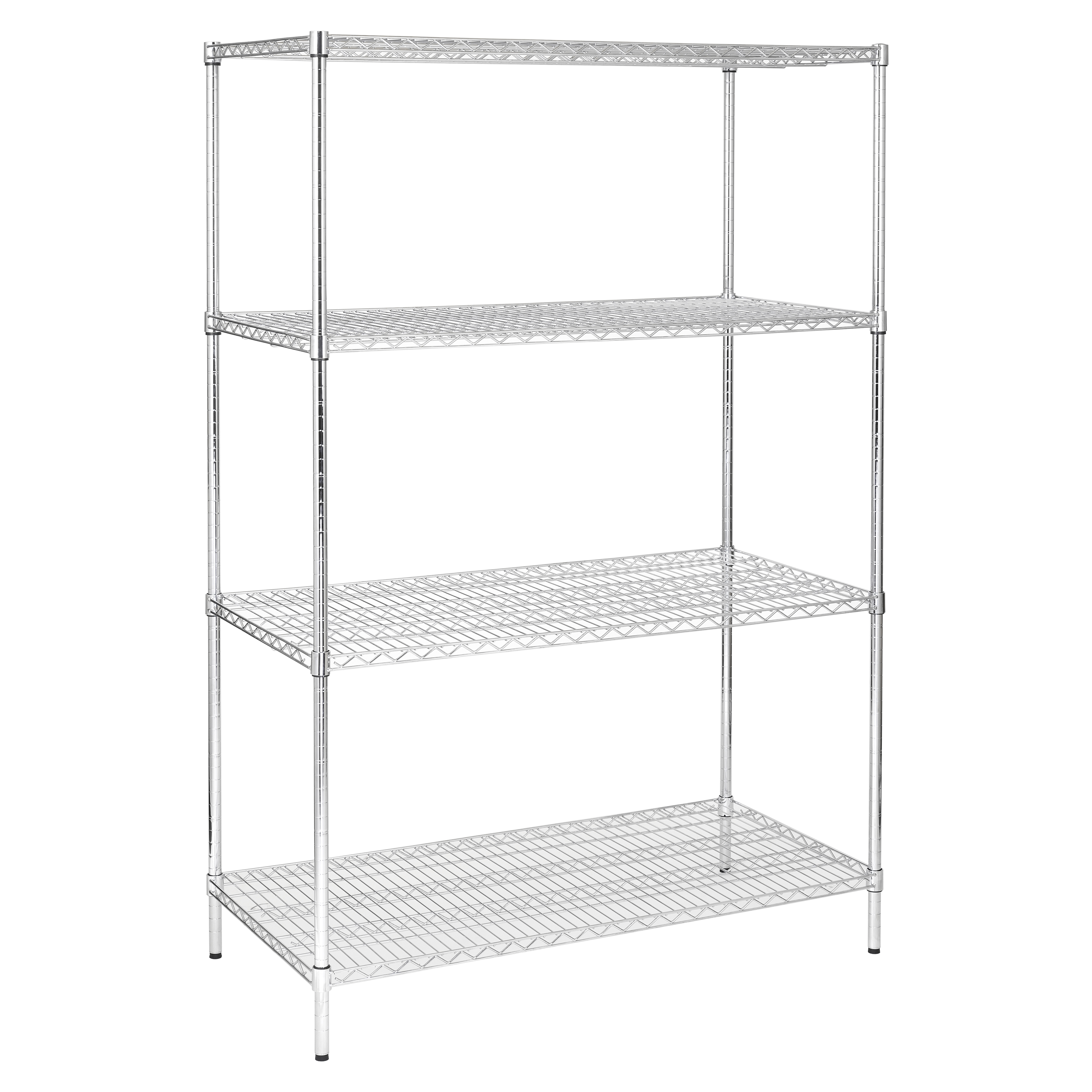 Chrome plated 4-Shelf Wire Storage Rack Kit with Metal Posts Shelving Unit for Hotel & Restaurant Supplies Wire Storage Rack