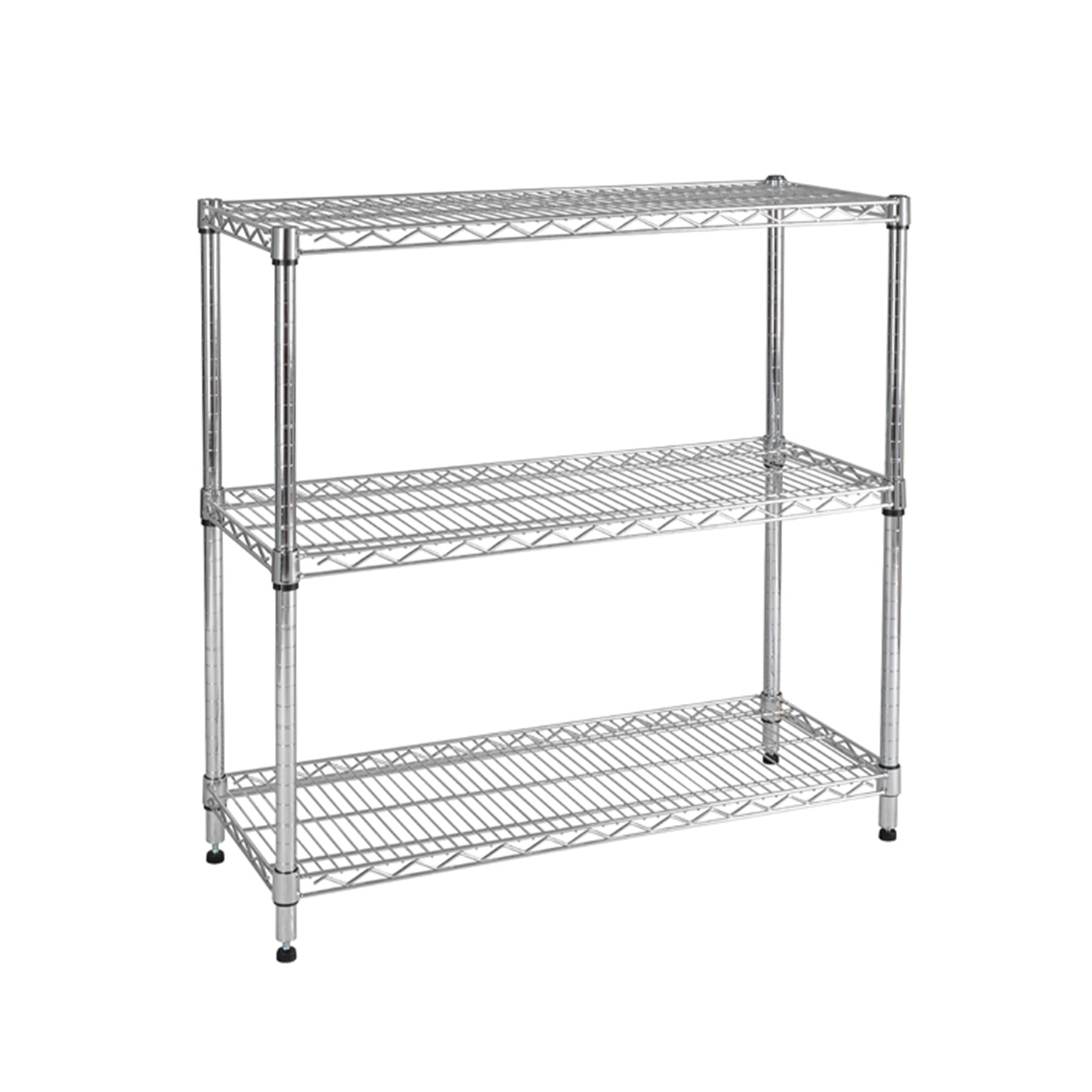 Black Epoxy Powder Coated 4-Shelf Wire Storage Rack Kit with Metal Posts Shelving Unit for Hotel Restaurant Supplies