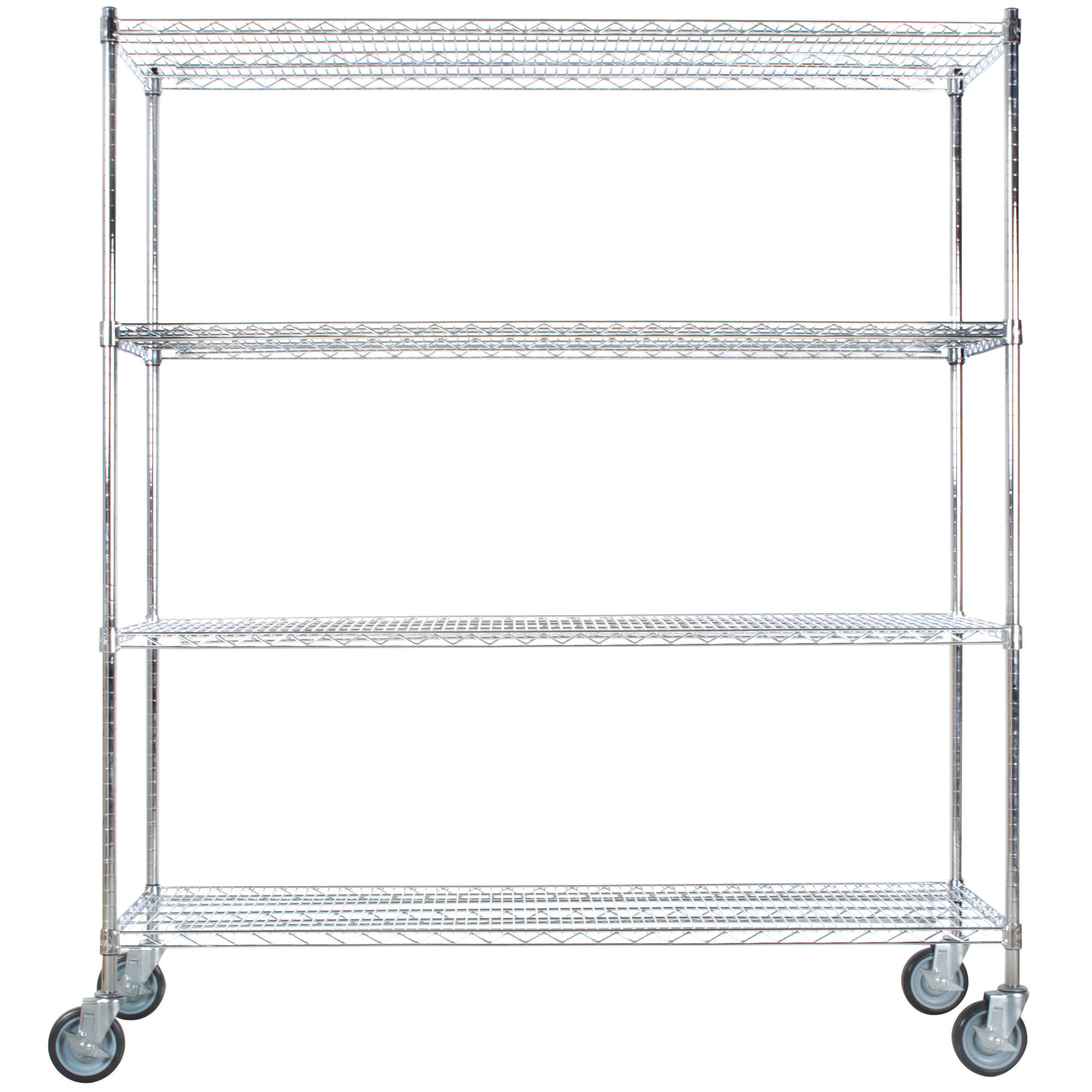 Chrome plated 4-Shelf Wire Storage Rack Kit with Metal Posts Shelving Unit for Hotel & Restaurant Supplies Wire Storage Rack