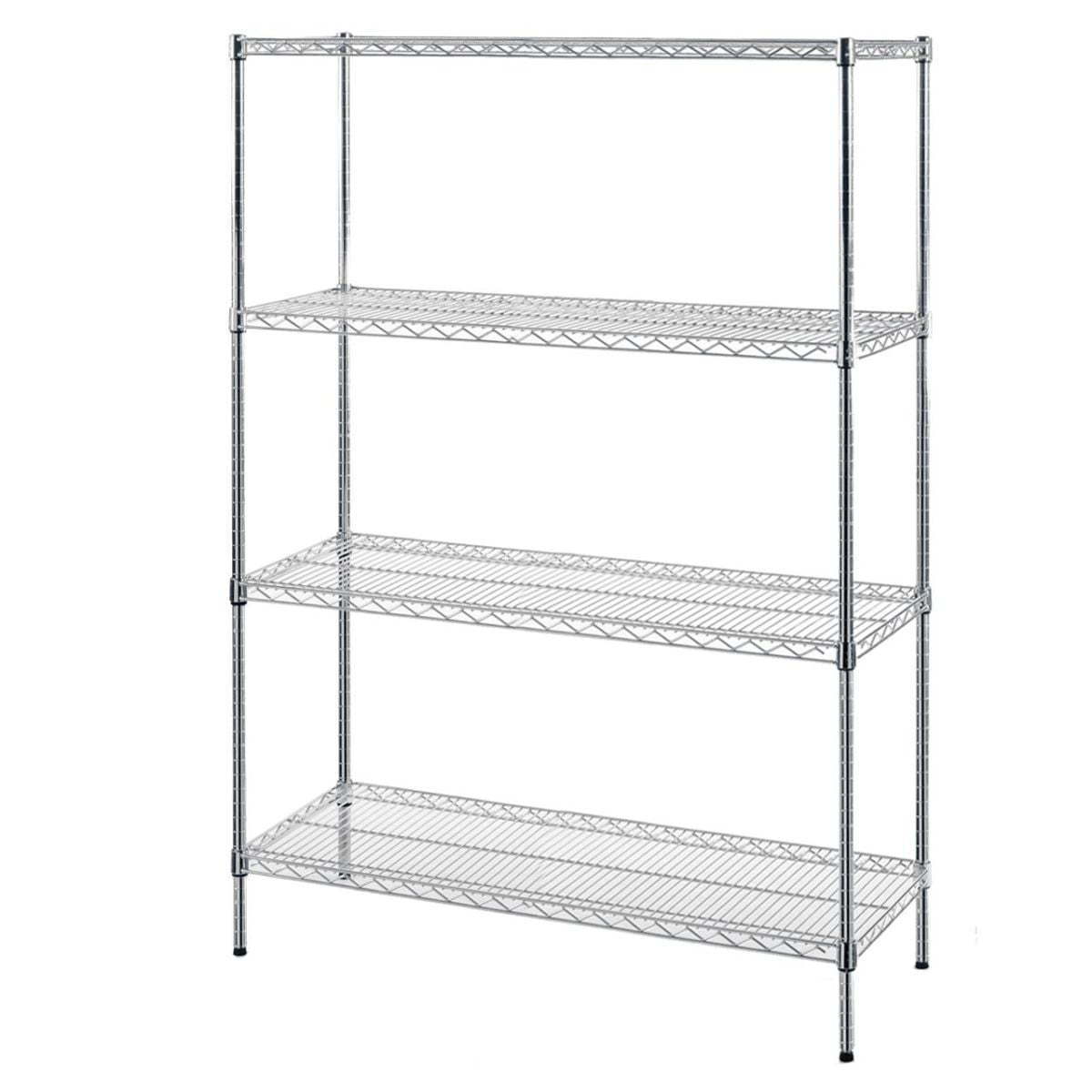 Chrome plated 4-Shelf Wire Storage Rack Kit with Metal Posts Shelving Unit for Hotel & Restaurant Supplies Wire Storage Rack