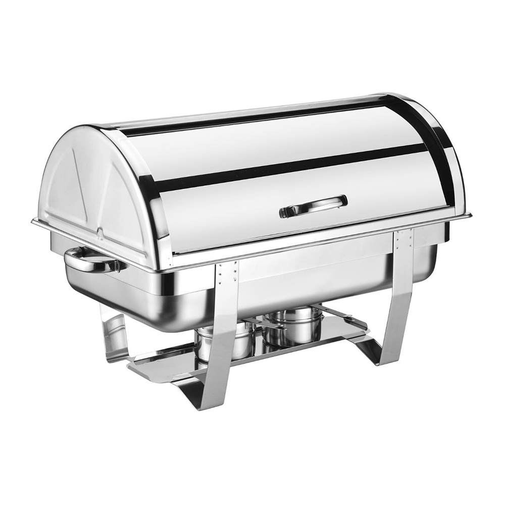 Hot sell Stainless Steel Round Chafer Factory Price Wedding Food Warmers with Solid Stand Fuel Holder for Catering Buffet Server