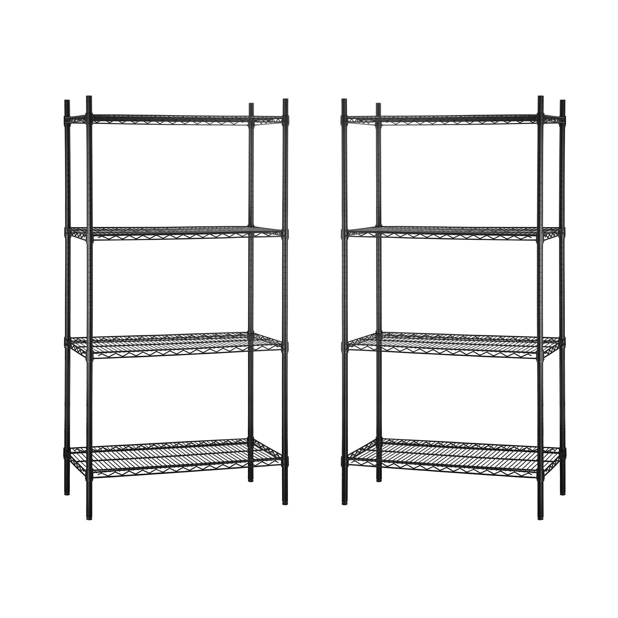 Black Epoxy Powder Coated 4-Shelf Wire Storage Rack Kit with Metal Posts Shelving Unit for Hotel Restaurant Supplies