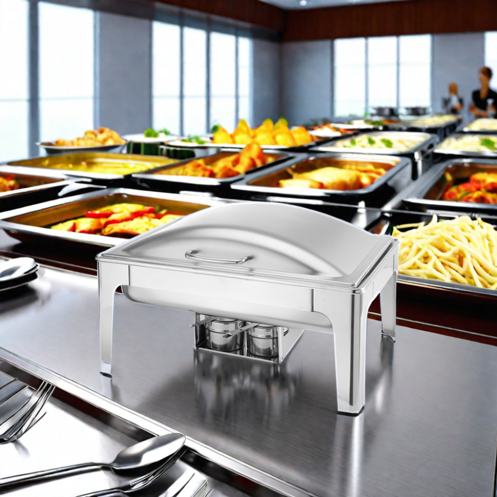 Hot sell Stainless Steel Full Size Chafer Factory Price Wedding Food Warmers with Solid Stand Fuel Holder for Catering Buffet