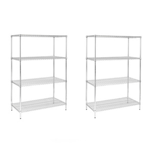 Chrome plated 4-Shelf Wire Storage Rack Kit with Metal Posts Shelving Unit for Hotel & Restaurant Supplies Wire Storage Rack