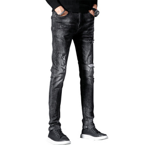 OEM american style fat men Fashion black acid wash biker denim jeans for ma turkish jeans