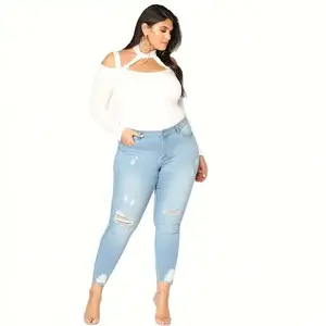 Women's European and American Style Women's Tight Jeans Pencil Pants Extra Large skin jeans for ladies