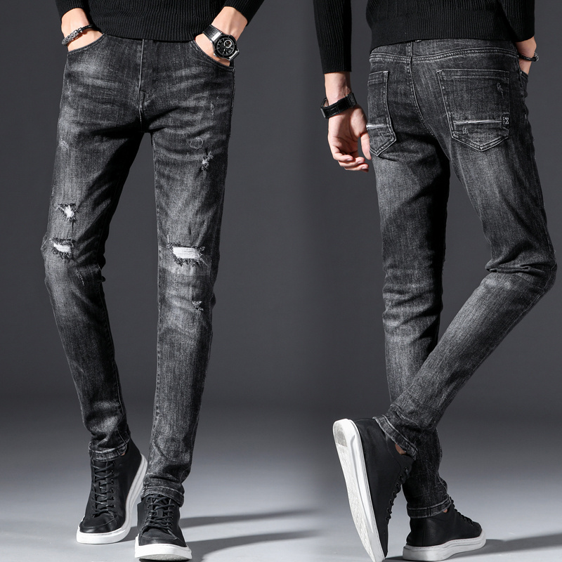 OEM american style fat men Fashion black acid wash biker denim jeans for ma turkish jeans