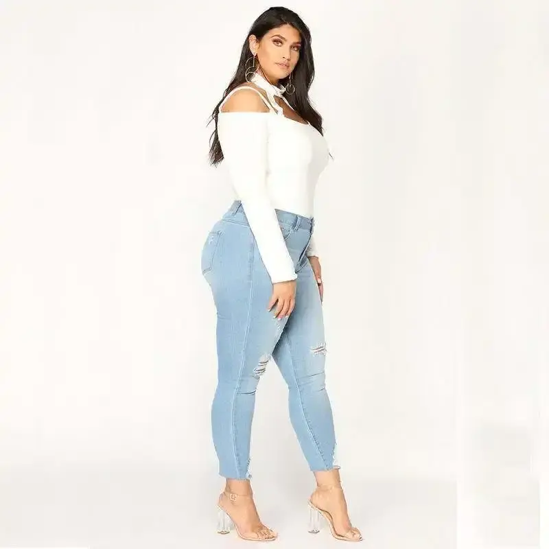 Women's European and American Style Women's Tight Jeans Pencil Pants Extra Large skin jeans for ladies