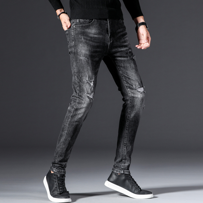 OEM american style fat men Fashion black acid wash biker denim jeans for ma turkish jeans