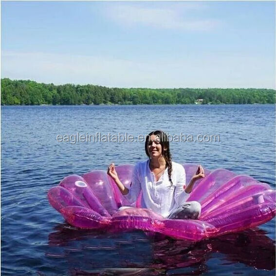 factory wholesale Top quality 0.3mm eco-friendly PVC inflatable water toy huge Pink inflatable Clam Shell Pool float