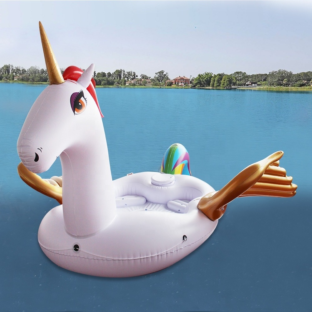 factory hot selling water park adult toys inflatable pool and beach party animal island for 6-8 person