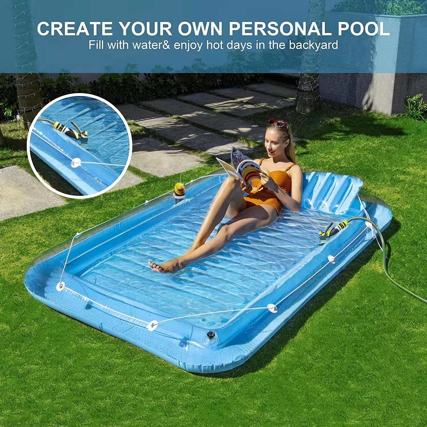 Inflatable Pool Floats Boat for Adults and Kids Blow up Tanning Raft Tub for Family Outdoor Garden Summer water party Toys