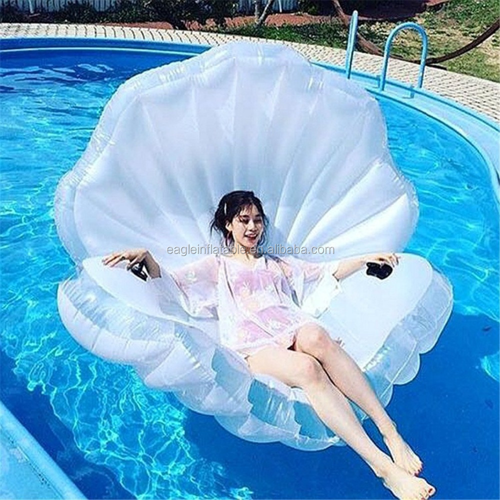 Factory stock good price pvc big inflatable shell lake clam shell float inflatable seashell pool float for sale