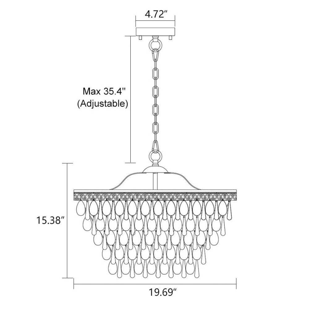 6-Light 5 Tiers Farmhouse Crystal Light Modern Foyer Hanging Bronze Ceiling Lighting Fixture Crystal Chandelier