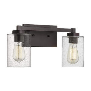 2 Light Oil Rubbed Bronze Bathroom Vanity Lights Retro Wall Sconce with Clear Seeded Glass wall lights for home indoor