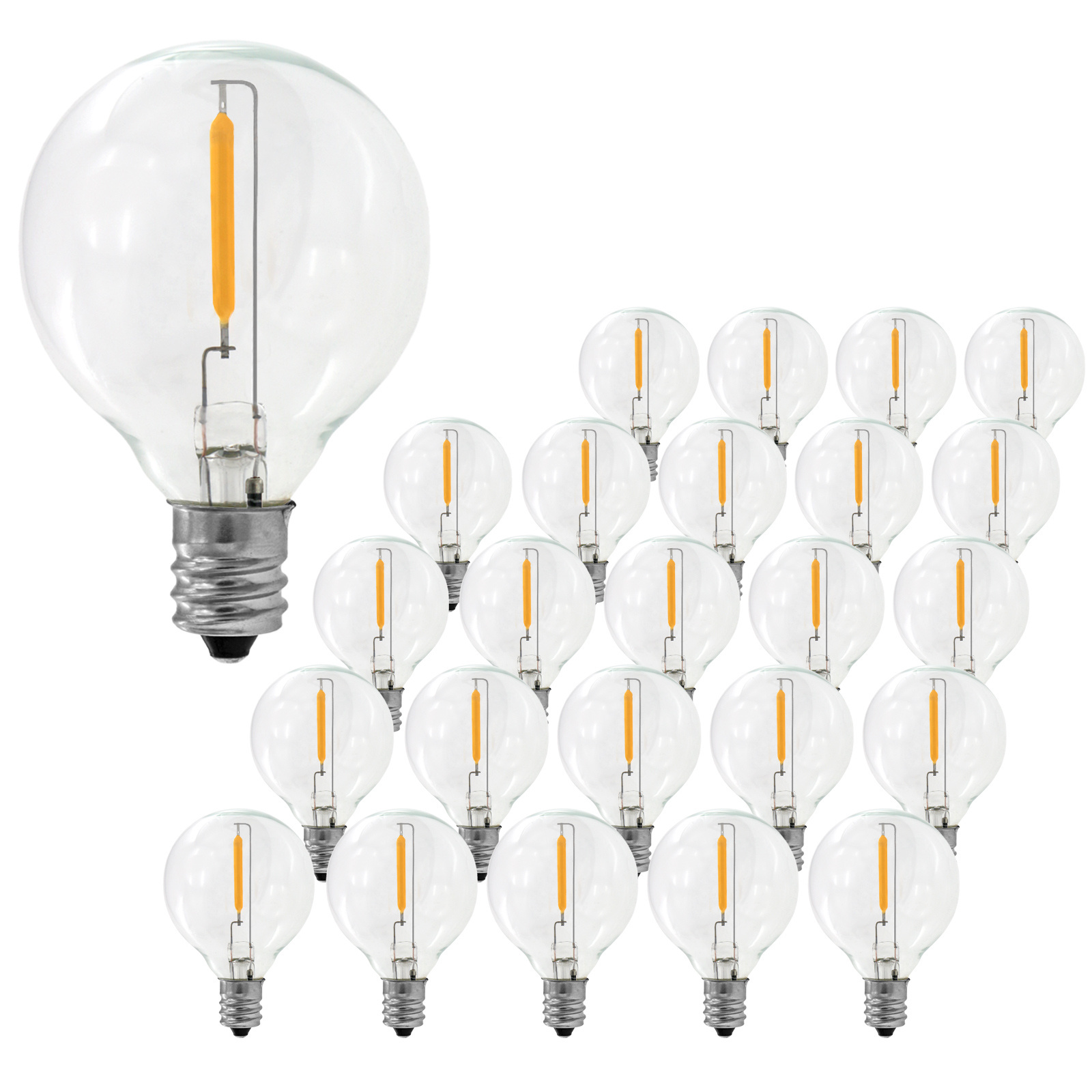 G40 0.6W LED String Lights Replacement Bulb E14 E12 Warm White 2700K Glass Light Bulbs 360 Degree LED Mini Globe Bulb