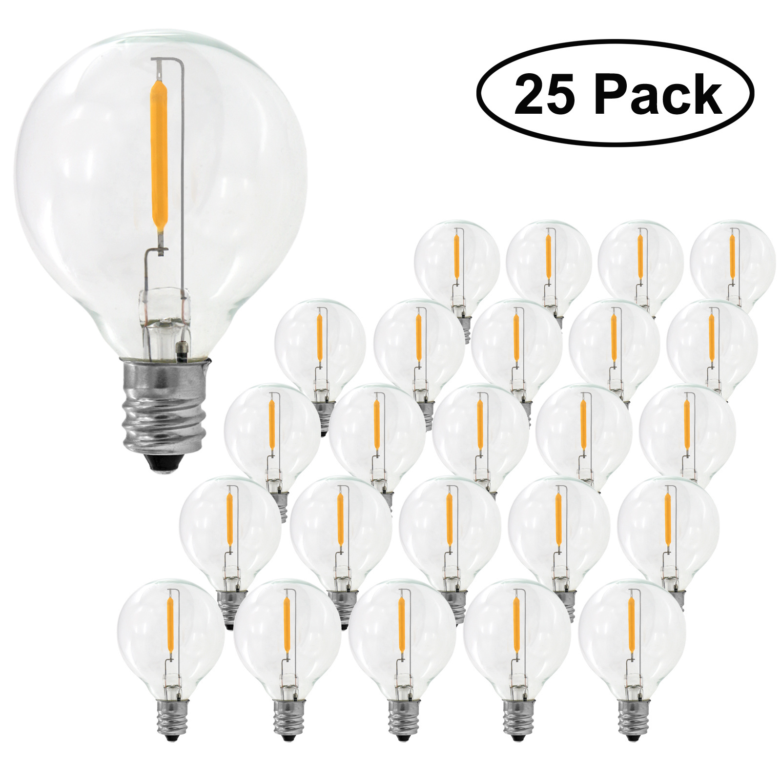 G40 0.6W LED String Lights Replacement Bulb E14 E12 Warm White 2700K Glass Light Bulbs 360 Degree LED Mini Globe Bulb