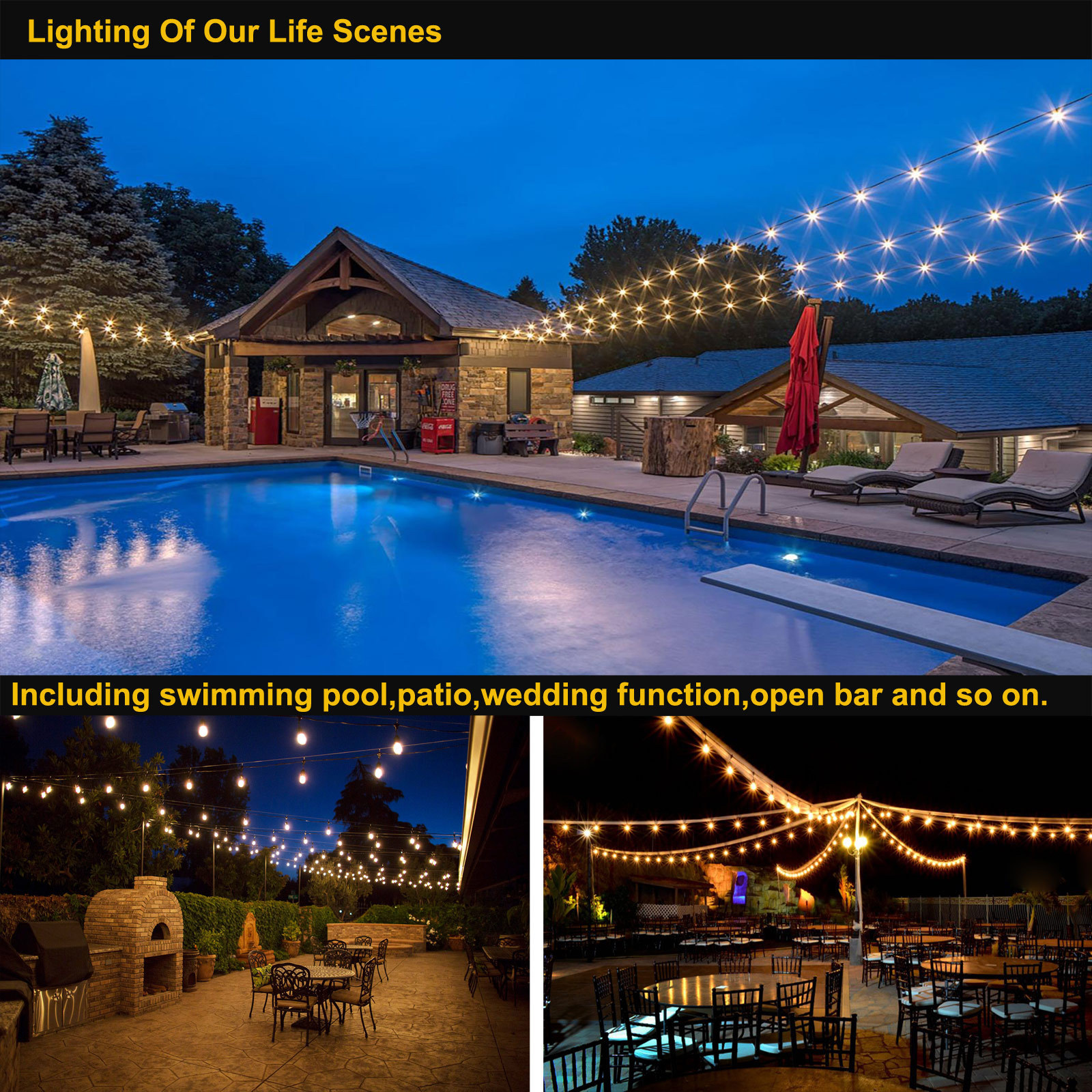 Hot Sale 220V E26 S14 0.7W Plastic shatterproof Led filament Bulb for outdoor string light