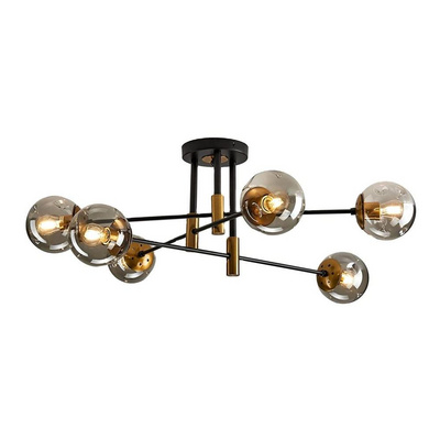 6-Lights Flush Mount Farmhouse Lighting for Dining Room Living Room Bedroom Kitchen Modern Ceiling Light Fixture Chandelier