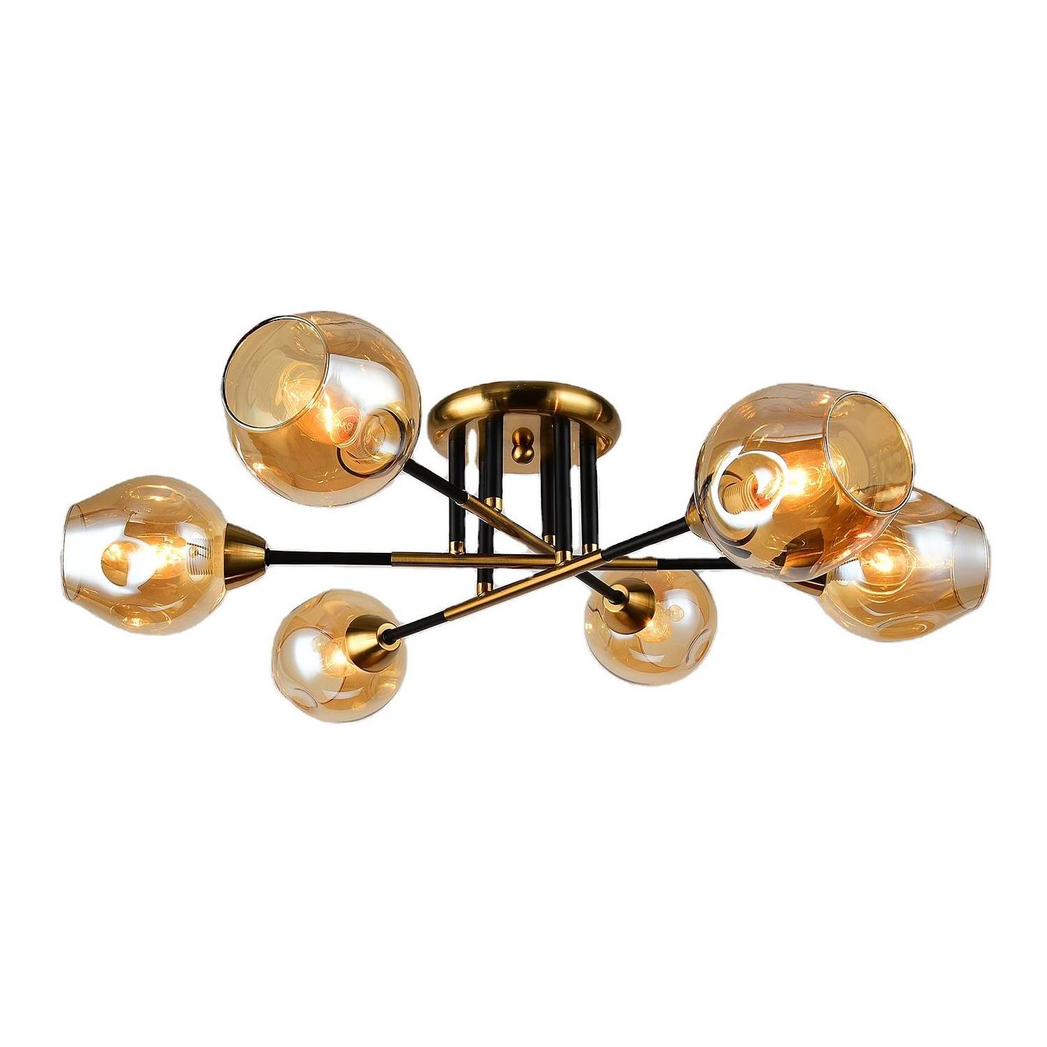 Bedroom Living Room Glass Semi Flush Mount Ceiling Mounted Gold Light Fixtures Modern Sputnik Chandelier