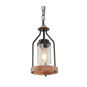 Simple Farmhouse Kitchen Hanging Ceiling Light with Glass Shade for Bedroom Island Retro Pendant Lighting Fixture