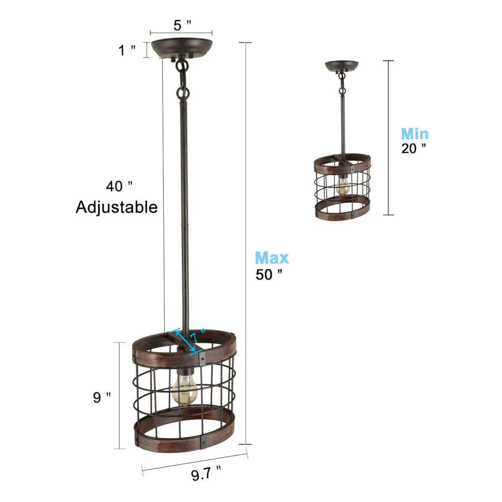 Oval Shape Hanging Light Fixture for Kitchen Island Dining Room Foyer and Entryway Simple Light Farmhouse Wood Pendant Light