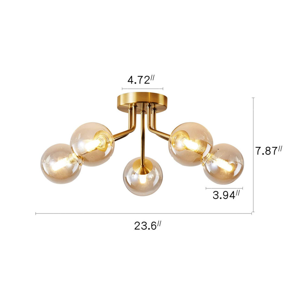 Bedroom Living Room Glass Flush Mount Ceiling Mounted Gold Light Fixtures Modern  Chandelier glass ball chandelier for room