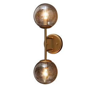 2 Light Gold Bathroom Light Fixtures Modern Vanity Light Wall Sconce with Superior Seeded Glass Globe