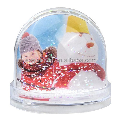 Glitter Snow Globe Photo Frame Liquid Floating Sparkle Clear Plastic Photo Frame Snow Globe For Christmas