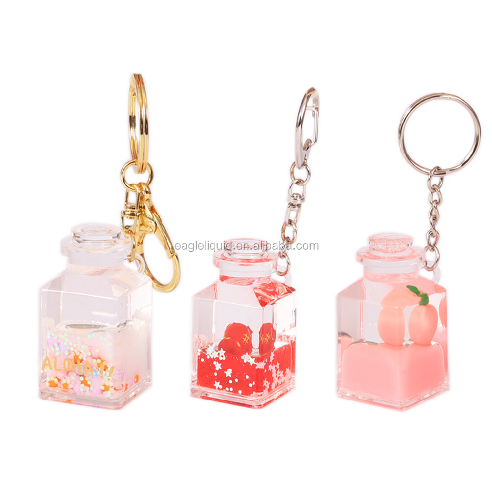 Cute 3D Penguin Floating Transparent Key Holders with Key Kawaii Key Chain Custom Liquid Keychain