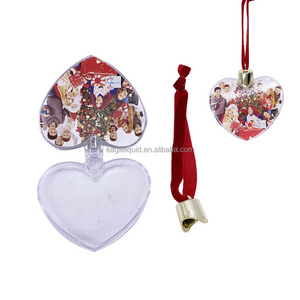 Merry Christmas Custom photo ornament christmas theme heart shape hanging baubles photo clear mini photo frame ornament