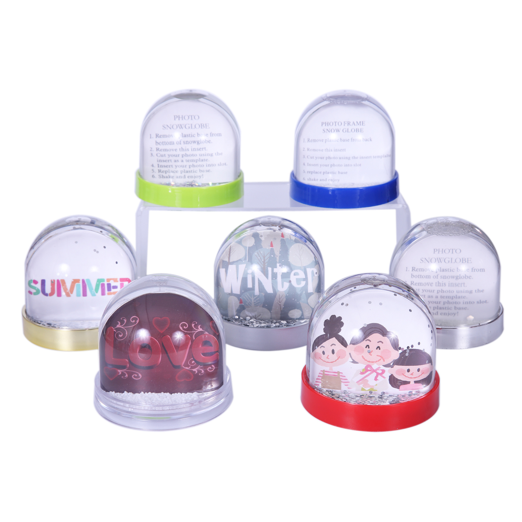 Best Selling Elegant Good Quality Sparkling Glitter Round Shaped Acrylic Photo Snow Globe