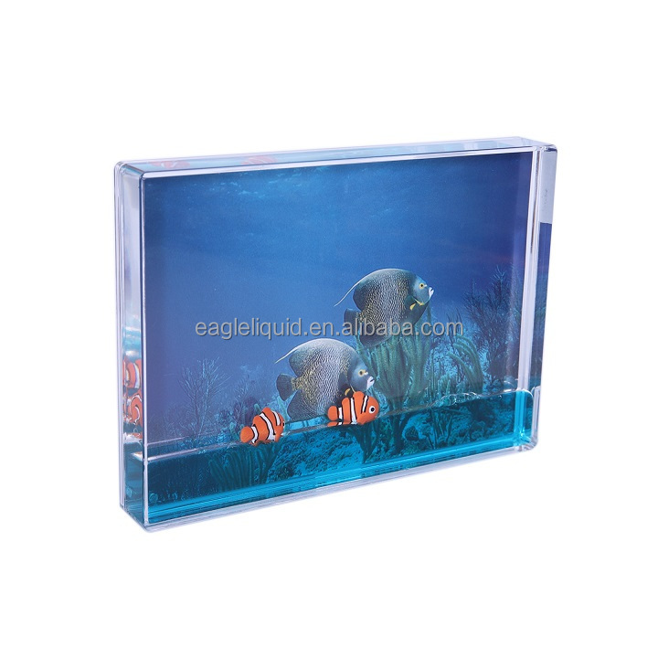 Acrylic 4x6 inch Blue Liquid Picture Frame 3D Floating Photo Frame